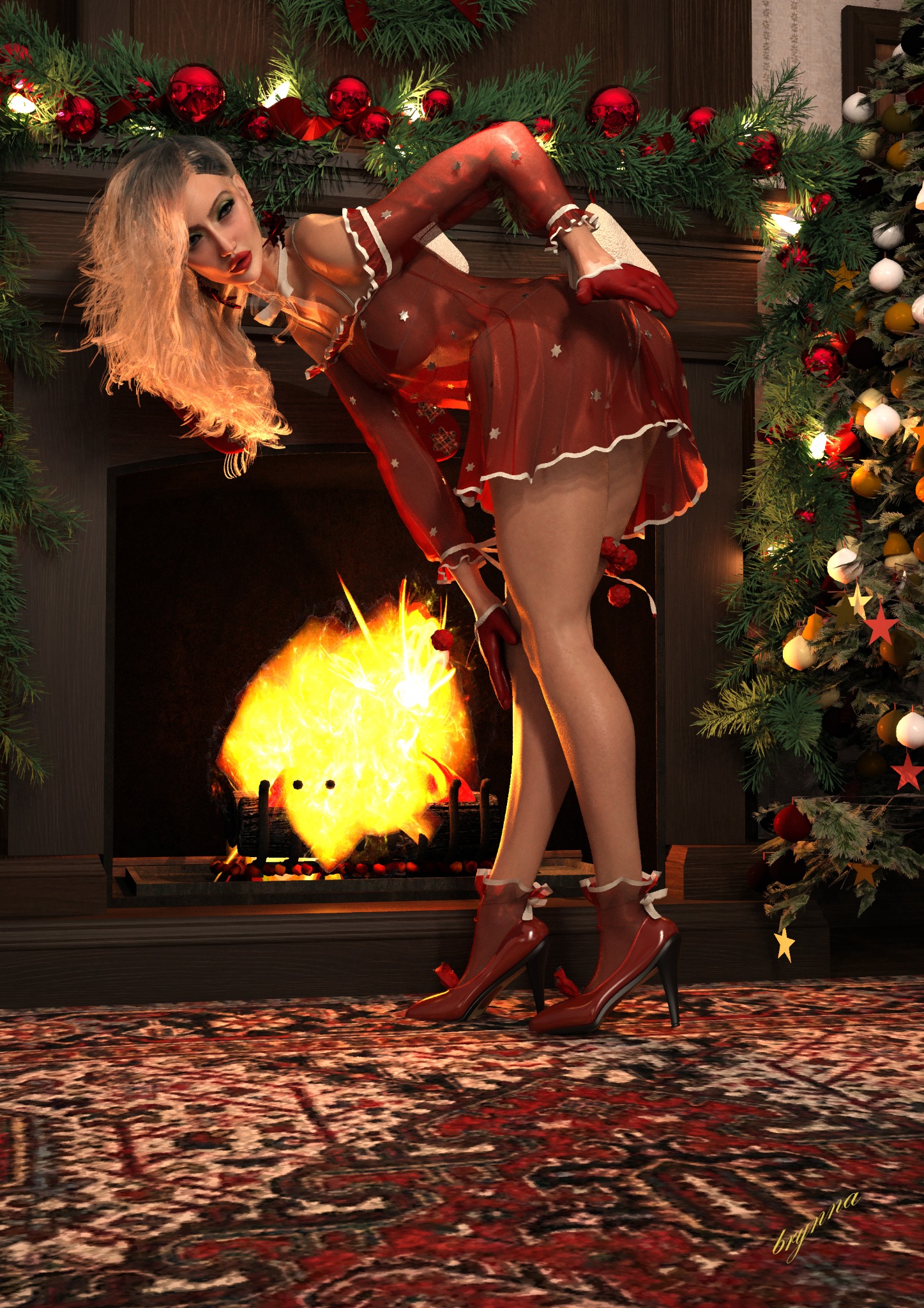 Holiday Pin-Up digital artwork
