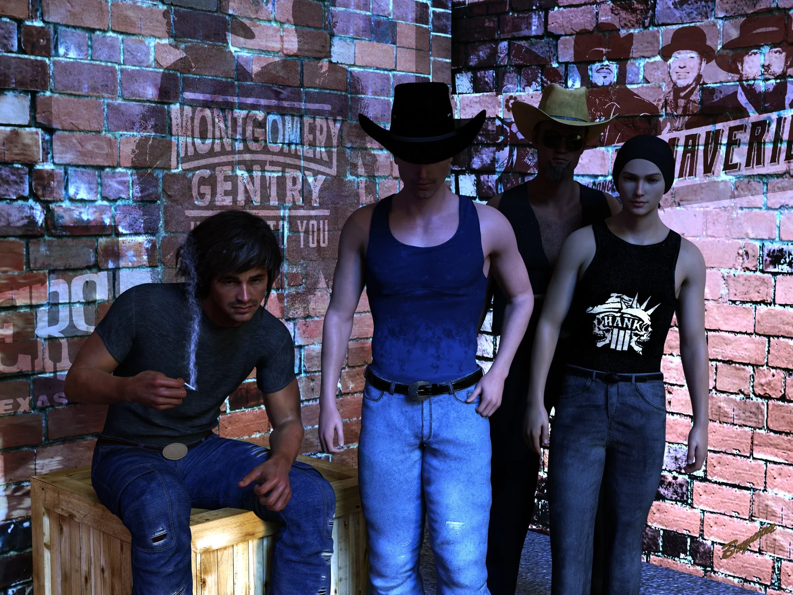 Cowboys From Hell character artwork featured on Brynna Morgan's author website