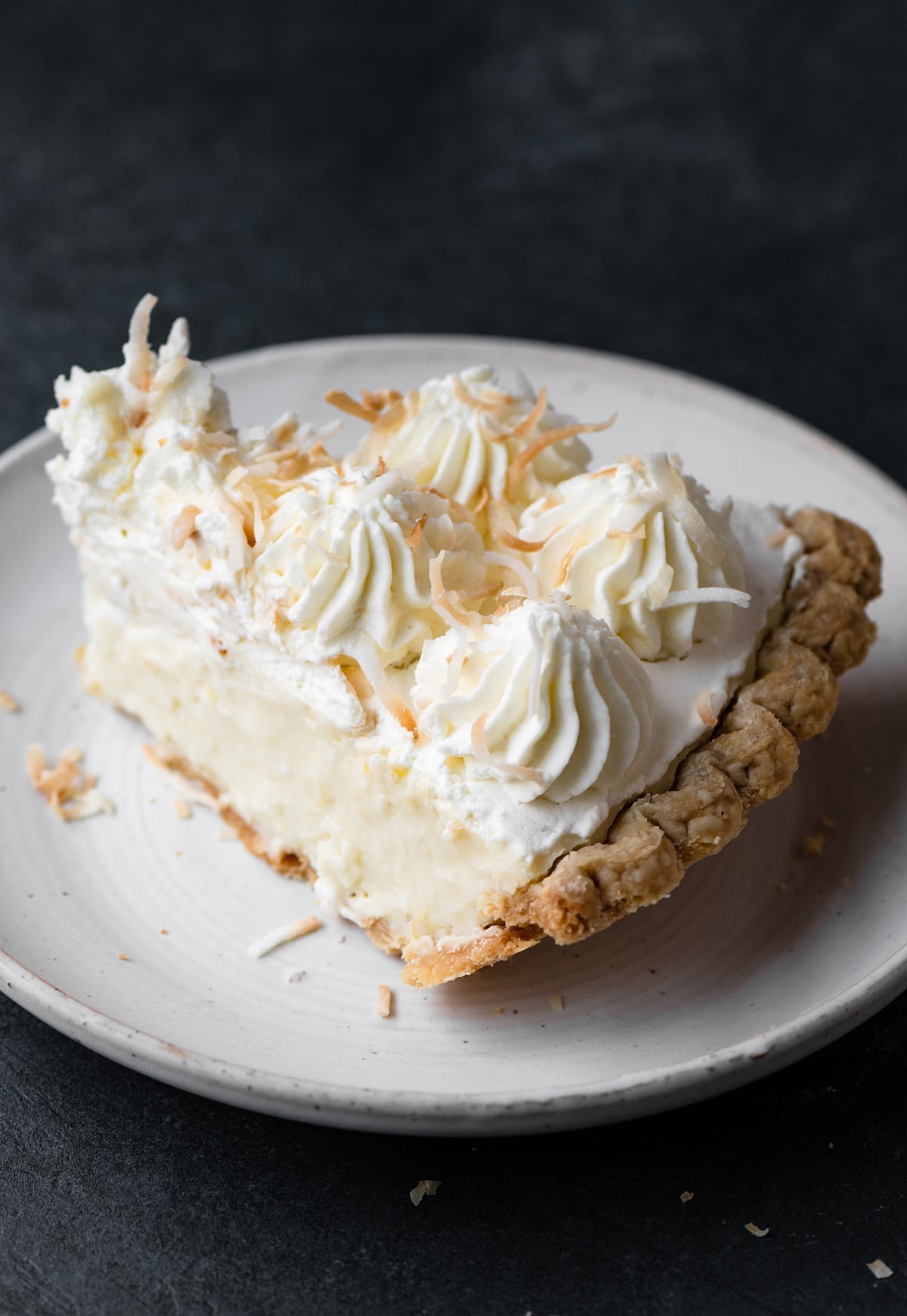 Slice of coconut cream pie